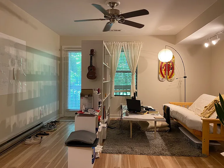 living and sleeping space furnished