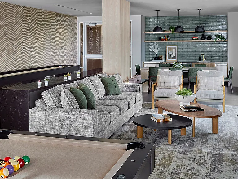 Apartment community Entertainment Room at Griffis Cheesman Park in Denver, Colorado.