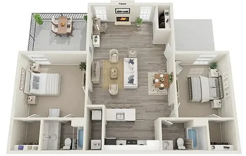 Floor plan 2 Bedroom Upgraded