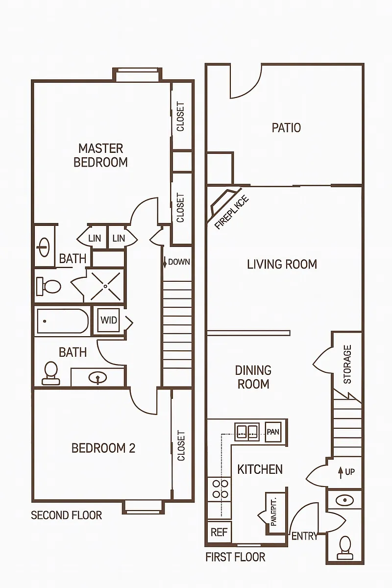 Floor plan Two by two and a half bathroom
