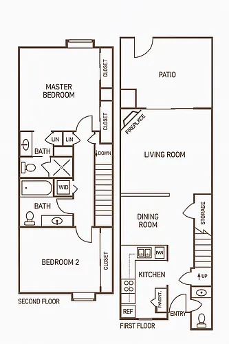 Floor plan Two by two and a half bathroom