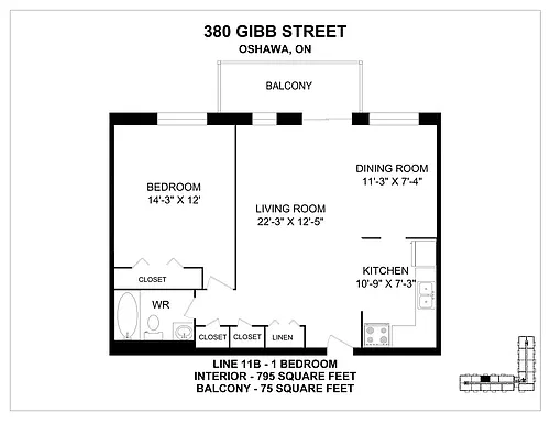 Floor plan 1 Bedroom 1 Bed 1 Bath