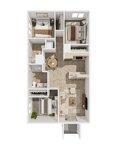 Floor plan 3 Bedroom 2 Bathroom With Patio
