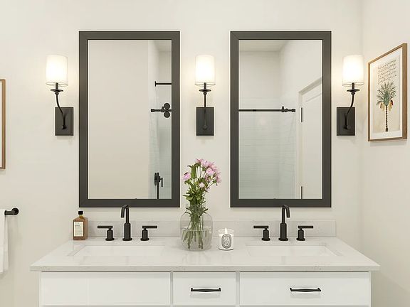 Primary bath with rectangular mirrors