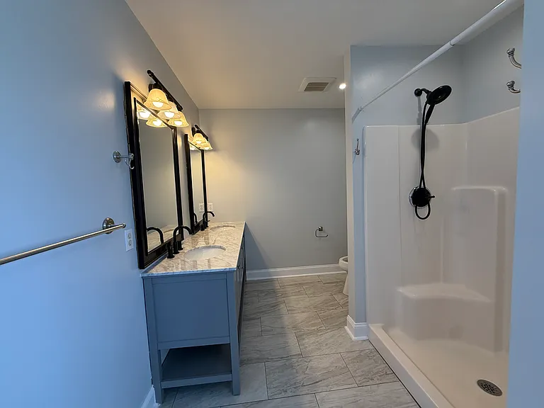 Separate stand up shower and soaker tub