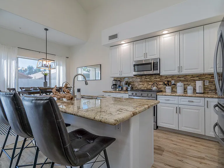 3 comfy bar chairs +Eat-In Kitchen seats 6-8