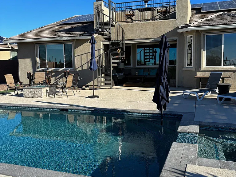 Rear patio and pool.