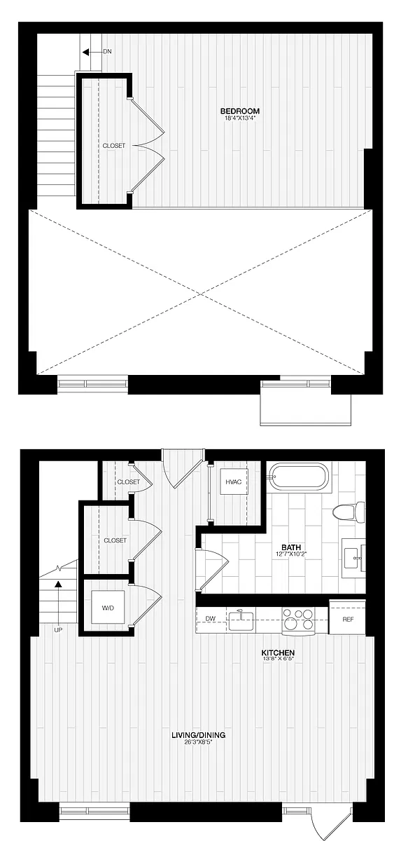 Floor plan 1 Bed/1 Bath Loft-C1-G