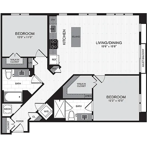 Floor plan 2D w/ Balcony