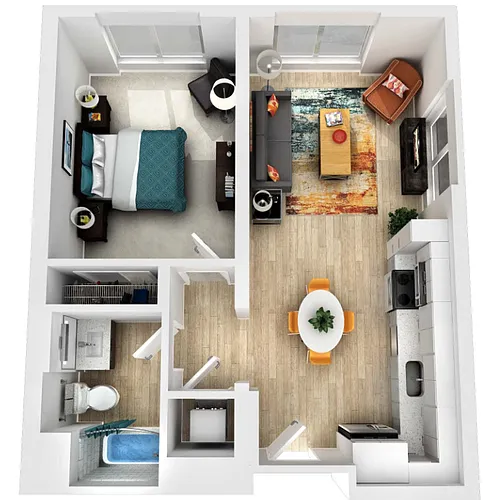 Floor plan 1 Bedroom 1 Bathroom 11C