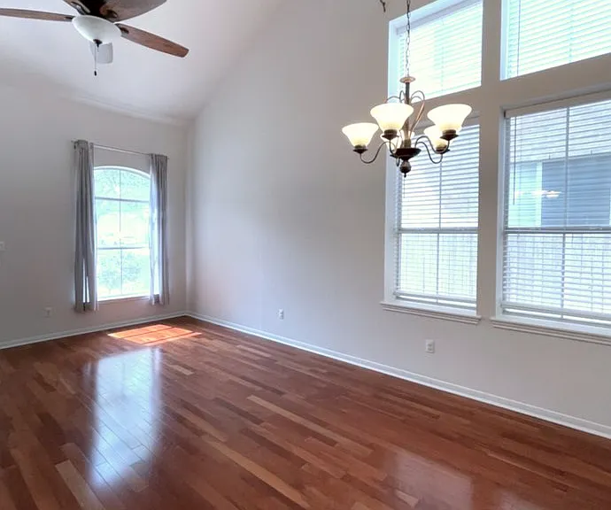 living room with vaulted ceiling