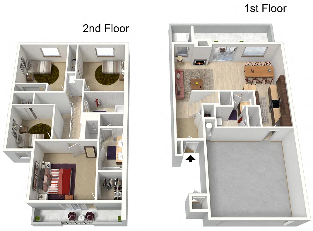 Floor plan Four Bedroom 2.5 Bathroom 1807 Sq Ft