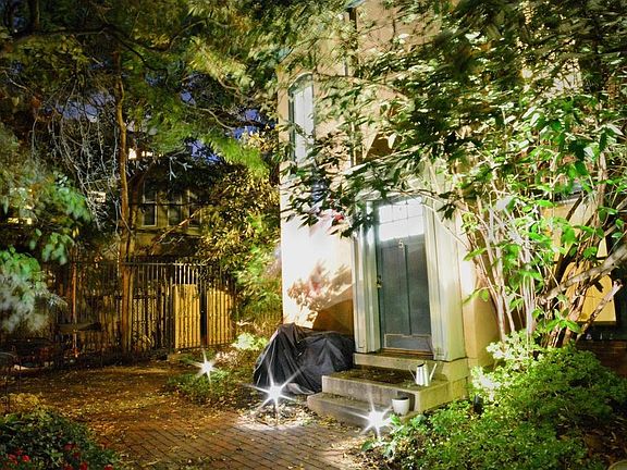 Apartment entrance at night