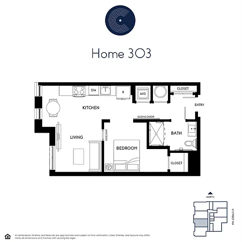 Floor plan Jr One Bedroom
