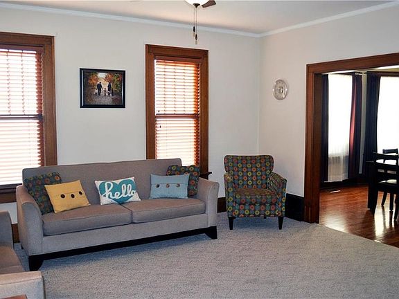 View of the living room that flows into the dining room.