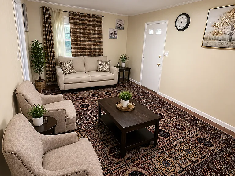 Main-level bonus room with open closet and direct carport access