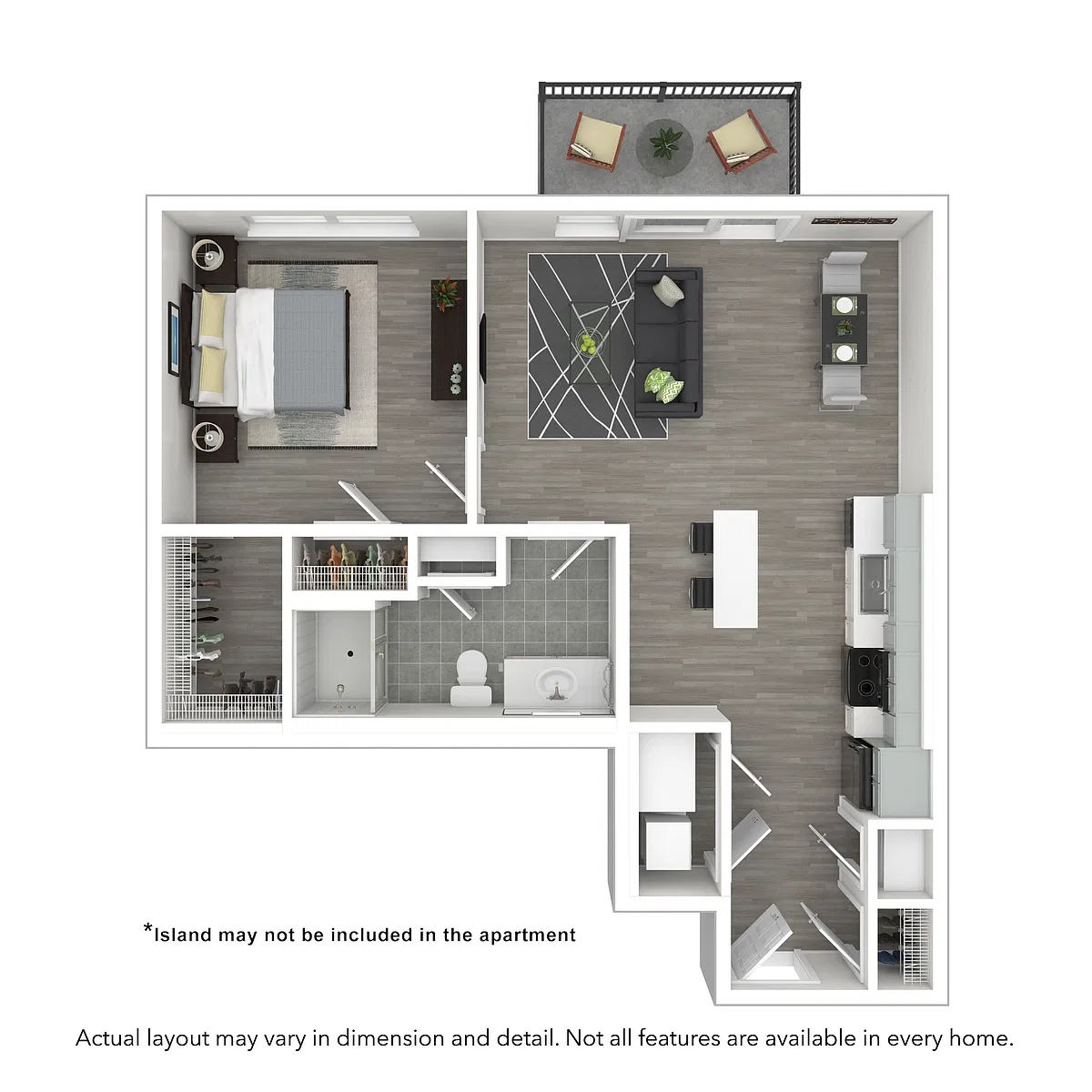 Floor plan 1x1 703 SF