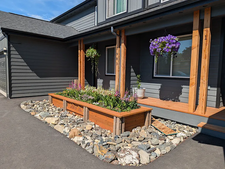 Front of Duplex, Flower Bed.