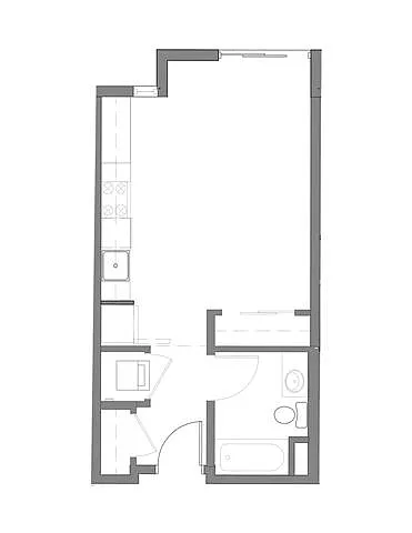Floor plan Studio 1 Bath S1