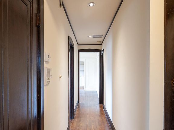 Hallway with downlights.