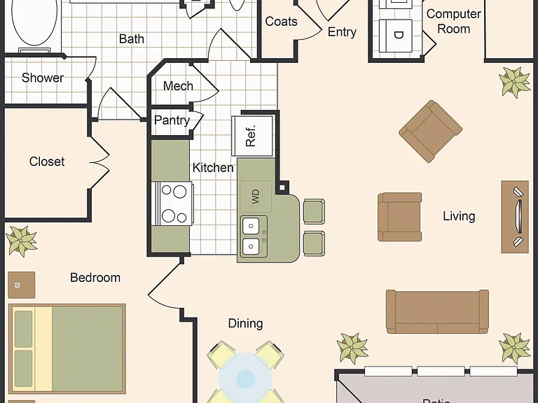 One Bedroom Floorplan One Bedroom Floorplan