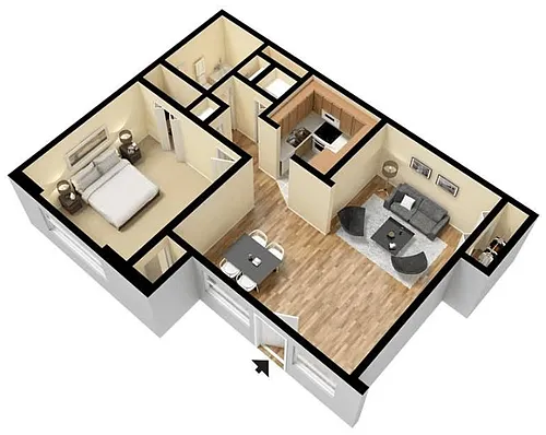 Floor plan 1 Bedroom 1 Bathroom
