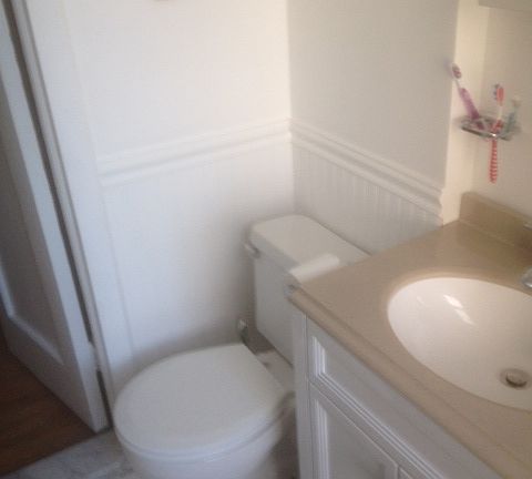 New sink & cabinet. Marble.