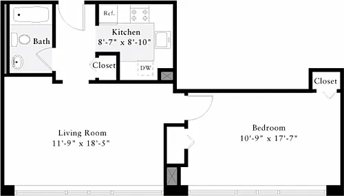 Floor plan The Lofts 1 Bedroom A