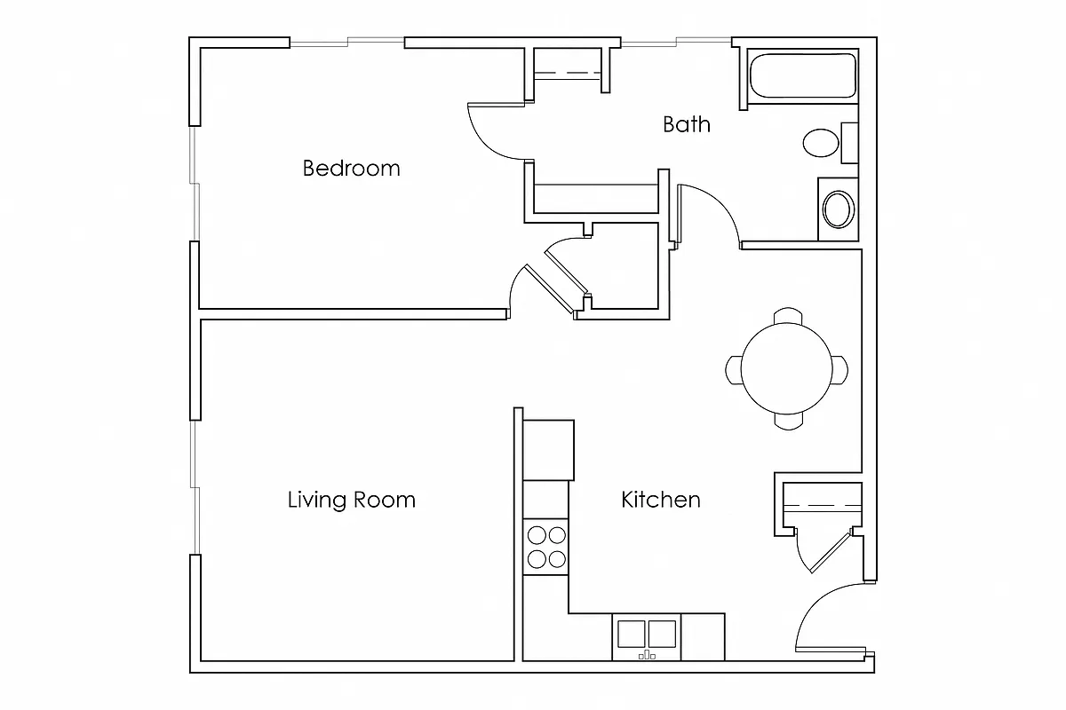 Floor plan 1 Bedroom 1 Bathroom 709 - I