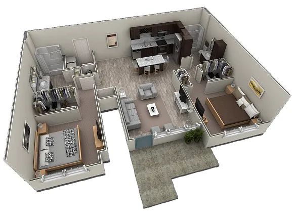 Floor plan 2 BR Grand Courtyard