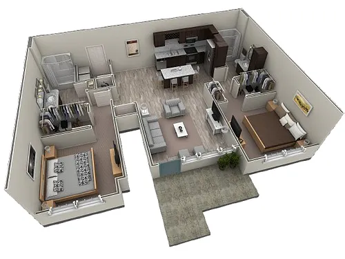 Floor plan 2 BR Grand Courtyard