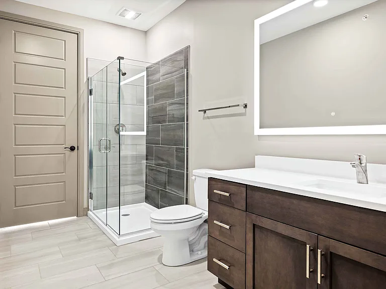 Spacious bathroom with walk-in shower