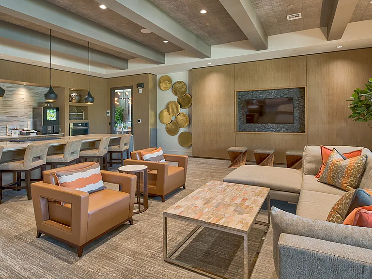 Our resident lounge with catering kitchen is perfect for parties