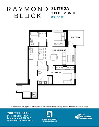 Floor plan 2 Bedroom, 2 Bathroom