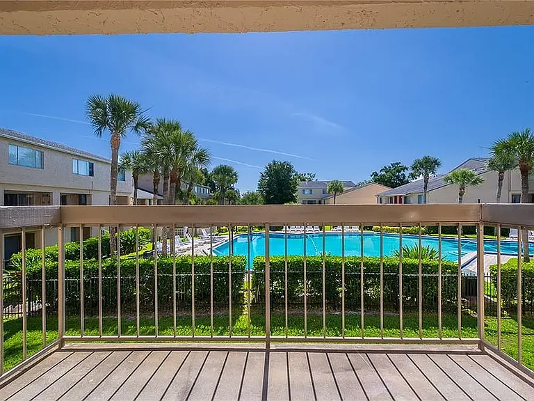 patio overlooking pool