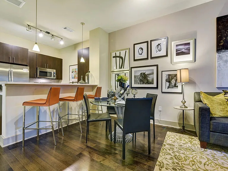 Open flow living rooms with beautiful espresso wood flooring