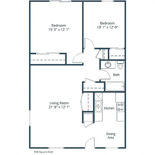 Floor plan Two Bedroom 21B