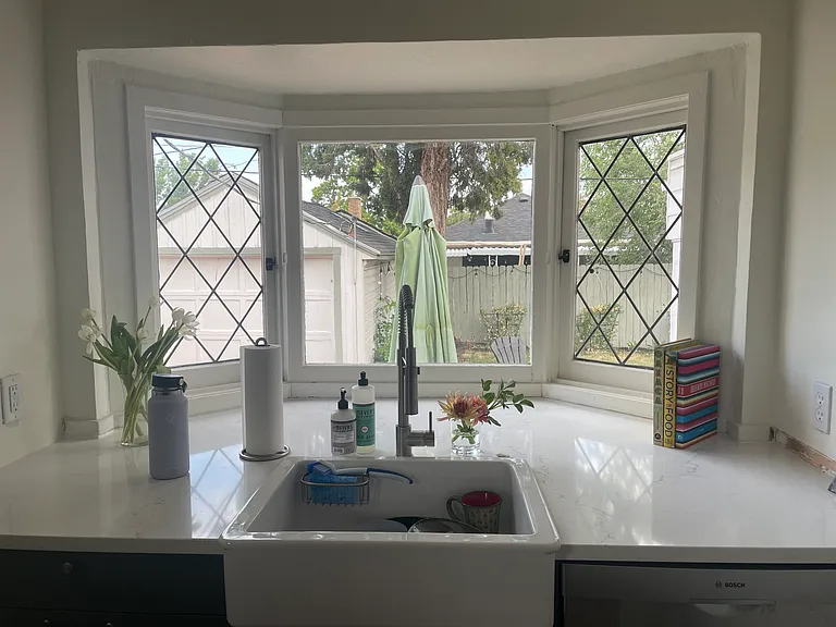 View to back garden from sink and kitchen.