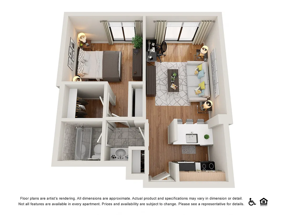 Floor plan 1 Bedroom 1 Bathroom B