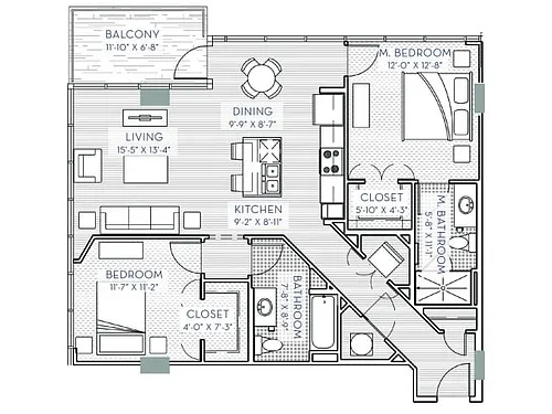Floor plan Two Bedroom