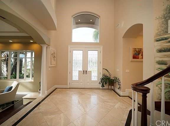 Formal entry with leaded glass, double door entrance