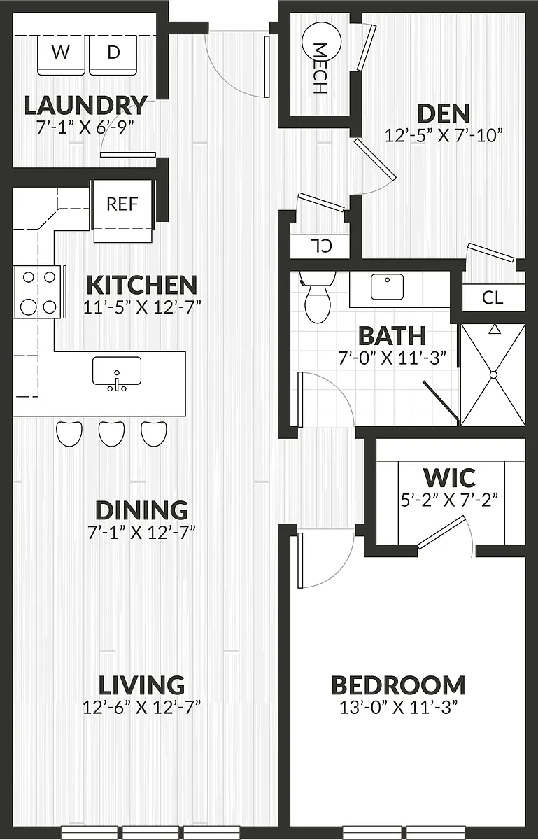 Floor plan 1 Bed/1 Bath Den-a7