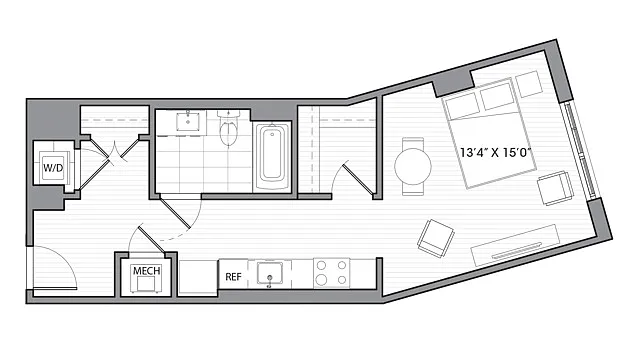 Floor plan Studio (532 SF)