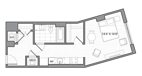 Floor plan Studio (532 SF)
