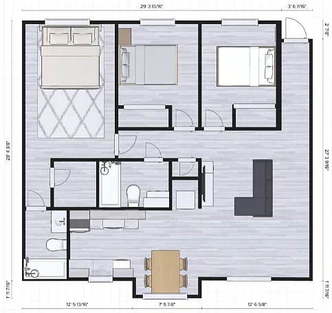 Floor plan 3 Bed 2 Bath