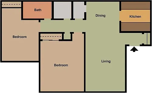 Floor plan 2Bed - 1Bath