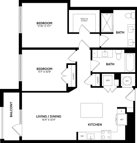 Floor plan 2 Bed/ 2 Bath-C10