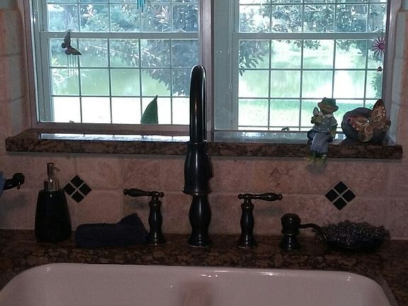 Kitchen with fantastic lake view.