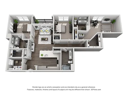 Floor plan D7 3 Bedroom 3 Bath