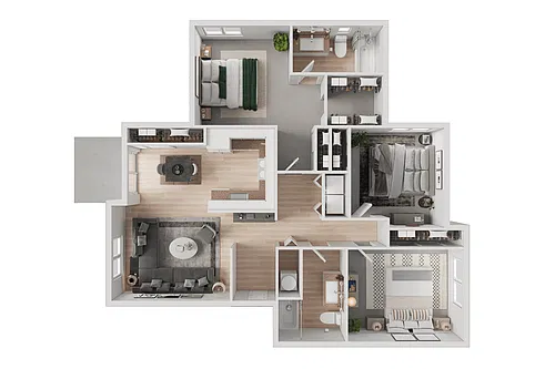 Floor plan 3 Bed - 2 Bath